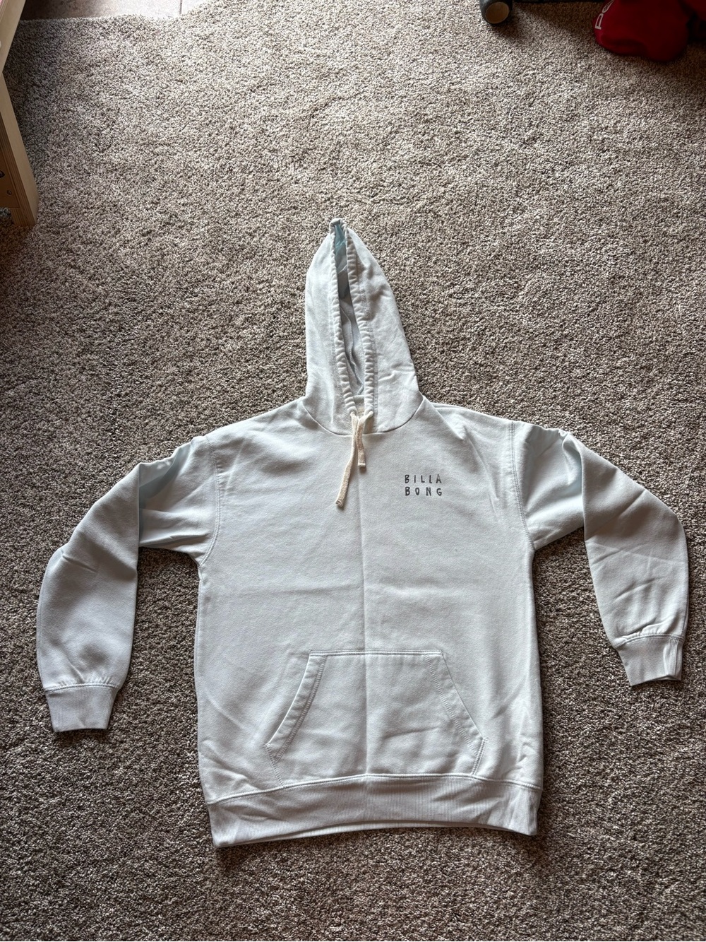 Billabong Light Blue Hoodie with Pink, Orange and Teal Wave Graphic - Picture 3 of 5